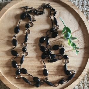 Chic Black Beaded Necklace